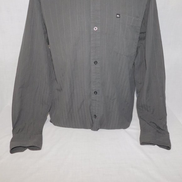 Quiksilver Mens L Gray Long Sleeve Button Front shirt - Picture 5 of 10